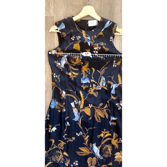 ERDEM  Black Cecilia Birds Pintuck Midi Dress Size US 2 - Picture 9 of 10